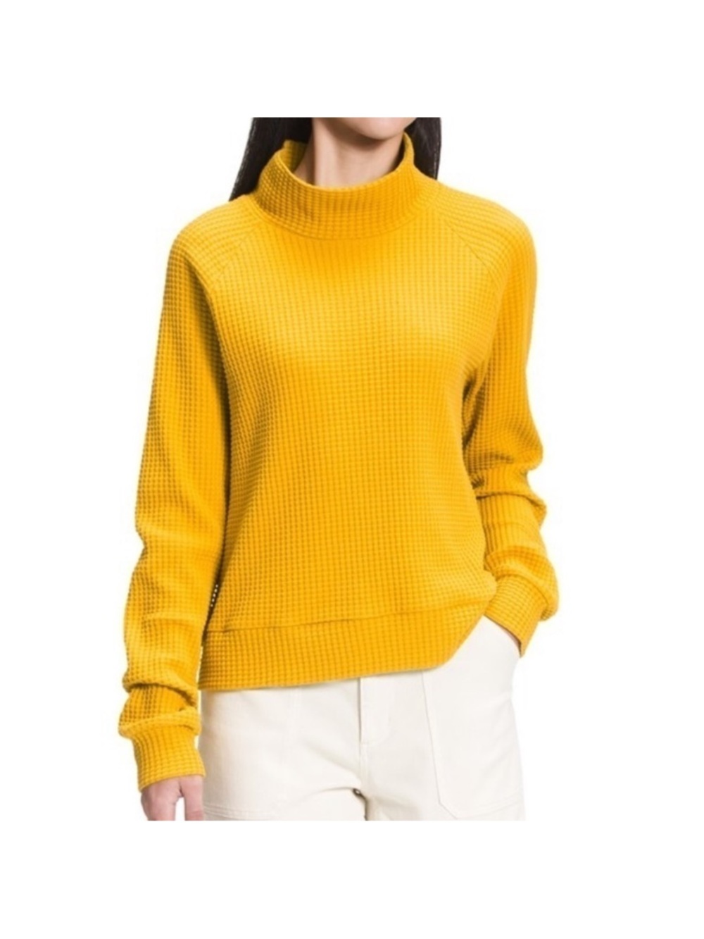The North Face Mustard Waffle Turtleneck Sweater 100% cotton